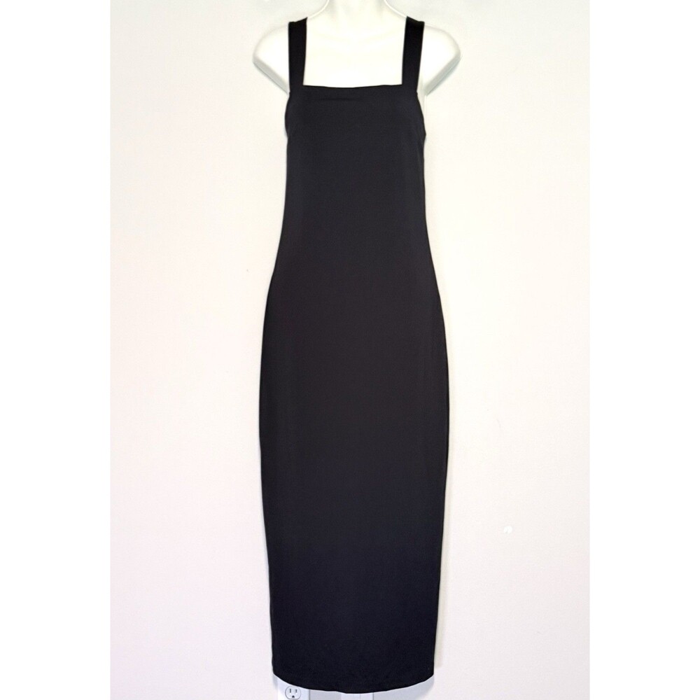 Express Sleeveless Black Maxi Dress Sz S Back Slit Minimalist Sexy 90s Y2K